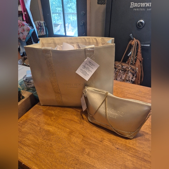 Jimmy Choo Handbags - Jimmy Choo Gold Tote and Clutch Set